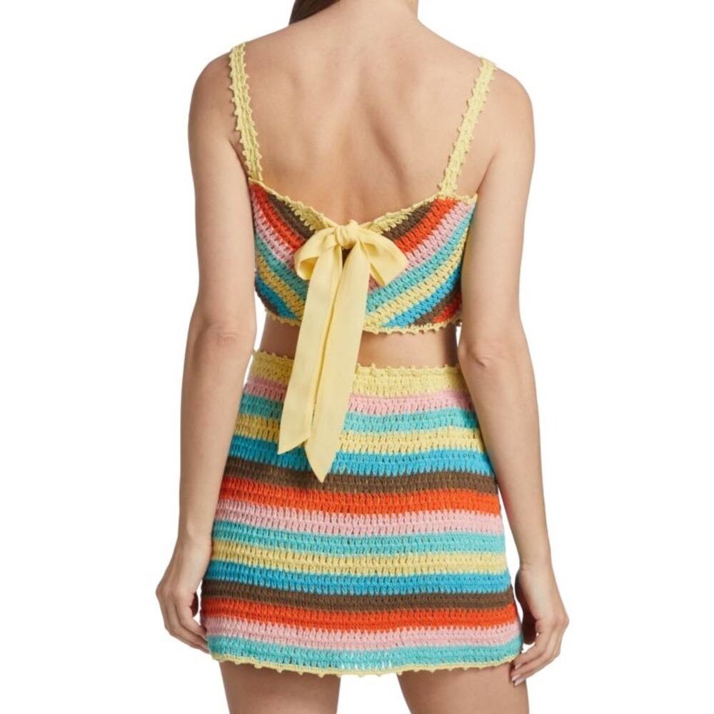 SAYLOR crochet Ronnie SET tank top and skirt chevron knit multicolored L large - Picture 14 of 14